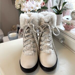 ESPRIT Faux Fur Boots.  Winter White, size 7.5.